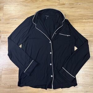 Cozy Earth Women's Long Sleeve Black Bamboo Pajama Top Stretch-Knit Size Medium